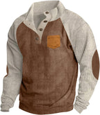 ADHOWBEW Corduroy Sweaters for Men Fleece Work Sweatshirt Big and Tall Pullover Casual Long Sleeve Fall Winter Clothes