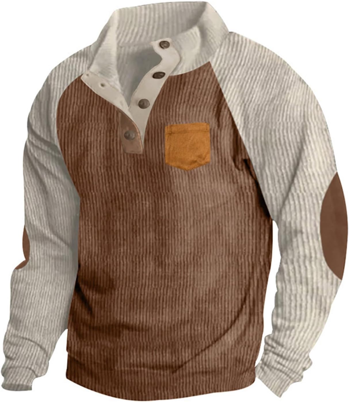 ADHOWBEW Corduroy Sweaters for Men Fleece Work Sweatshirt Big and Tall Pullover Casual Long Sleeve Fall Winter Clothes