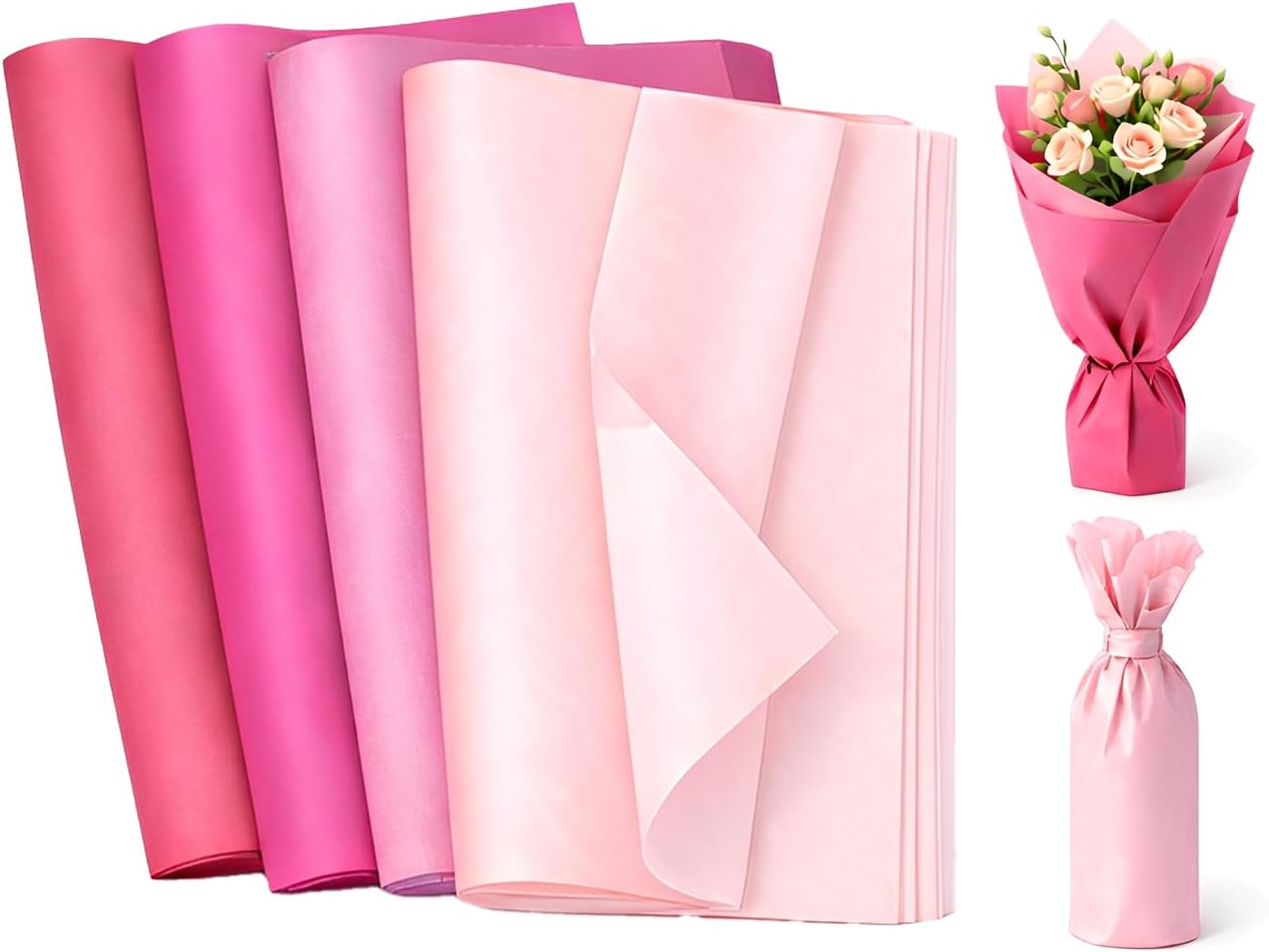 160 Sheets Pink Tissue Paper for Gift Bags, 15GSM Assorted Pink Gift Tissue Paper Bulk for Art Crafts Gifts Wrapping Valentine's Day Baby Shower Wedding Birthday Decorations, 14 x 20 Inch