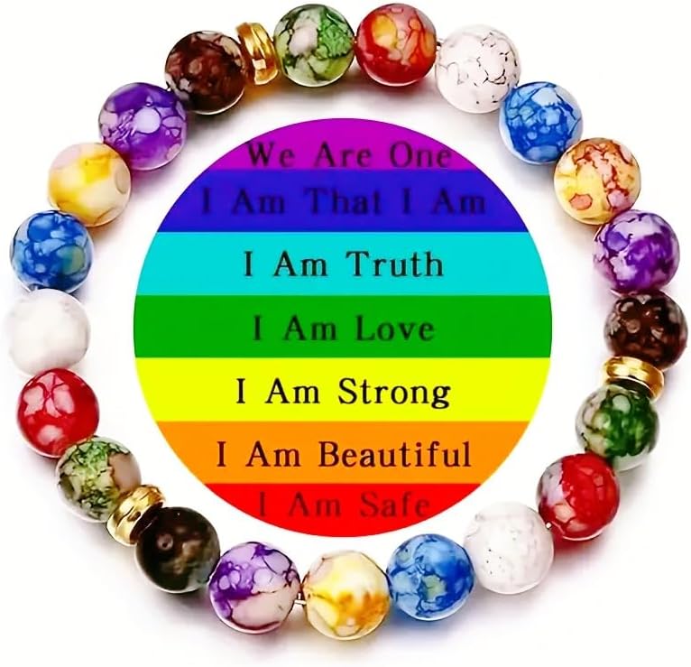 7 Chakra Reiki Bracelets for Women Rainbow Resin Beads Bracelet Natural Stone Yoga Beaded Chakras Bracelet Jewelry Gifts