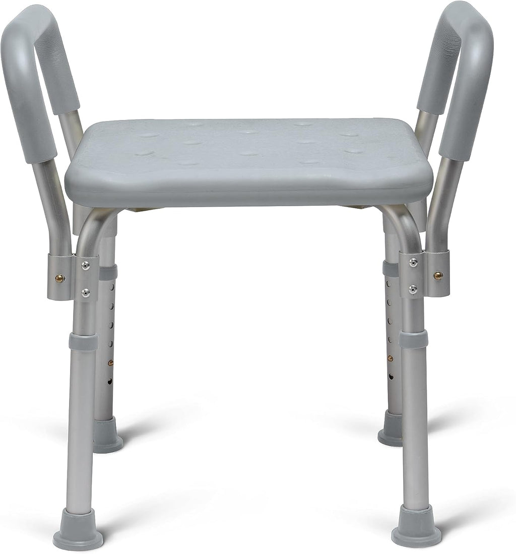 Medline Backless Shower Chair with Arms - 350 lb. Capacity, Bench, Stool, Seat for Elderly, Seniors Independent Adult and Disabled Adults
