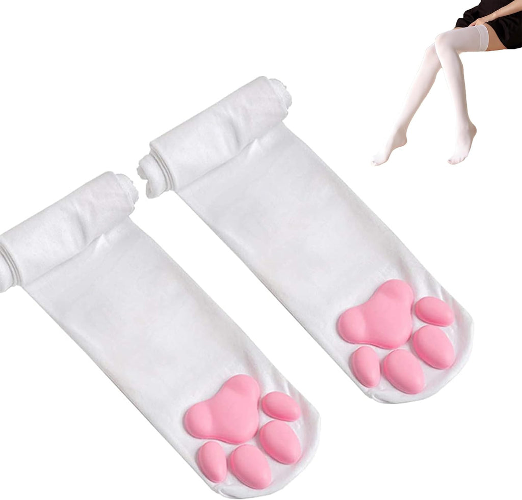 Cat Paw Costume - Cute Paw Toe Beans Gloves Socks with Ear Tail Choker Cosplay Set for Women Girls