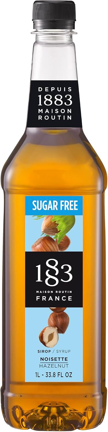 1883 Maison Routin Syrup for Drinks, Made In France (33.8 Fl Oz, Sugar-Free Hazelnut Plastic)
