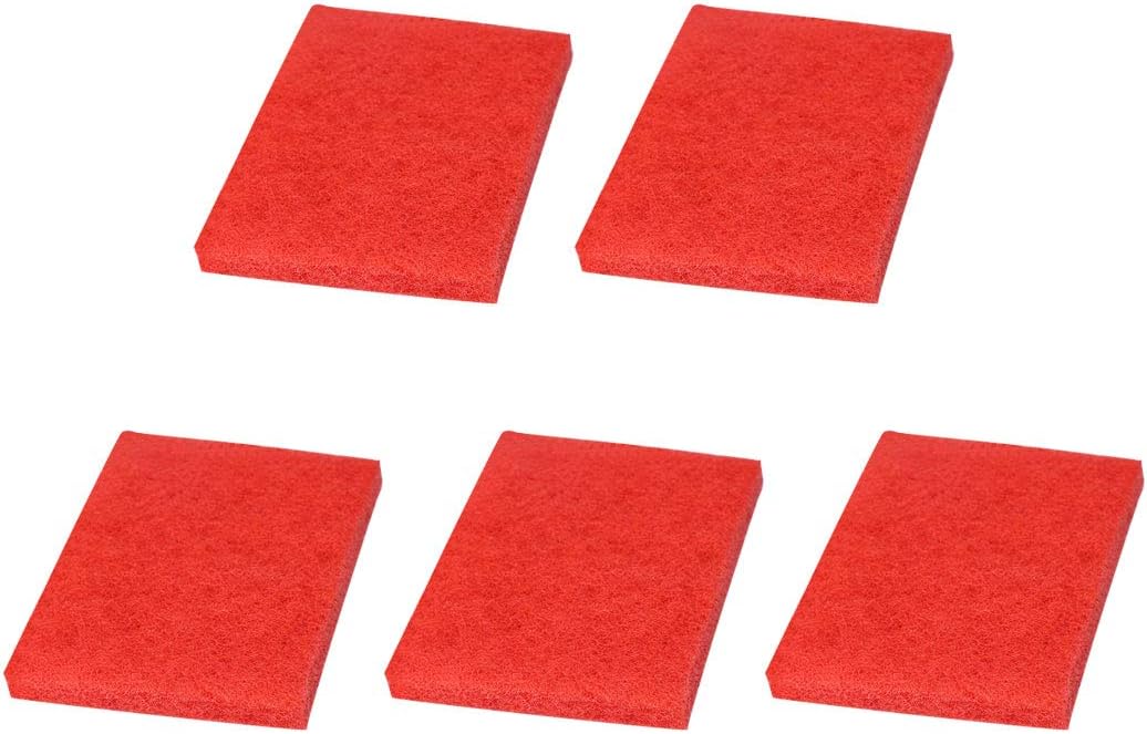 uxcell 5pcs Scouring Pad Non-Scratch Scouring Sponge Scrub Pads 6"x4" For Scouring Kitchen, Dishwashing, Red