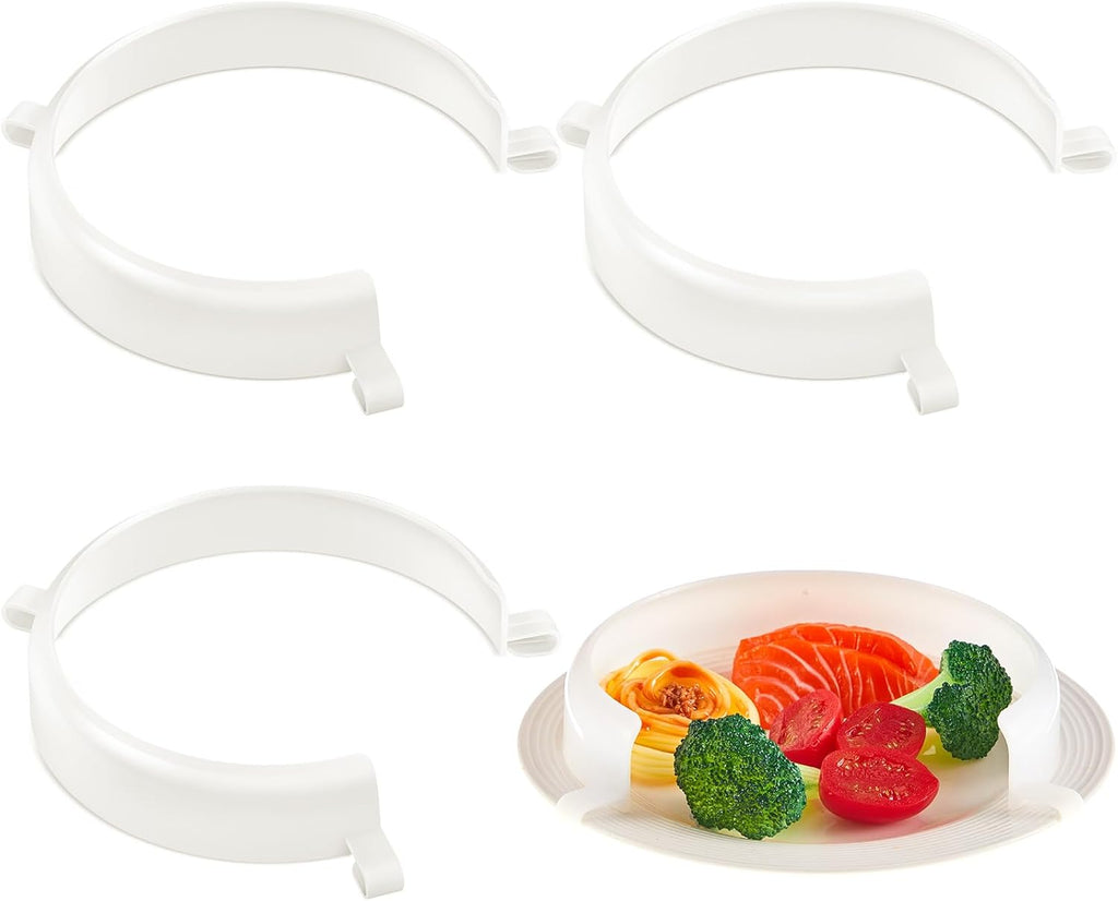 Landical 3 Pcs Clip On Plate Guard for Eating Spill Proof Food Guard for Plates Self Feeding Dining Assistive for Elderly Disabled Handicapped Adults Scooping Food, Fits Most 9" to 12" Plates