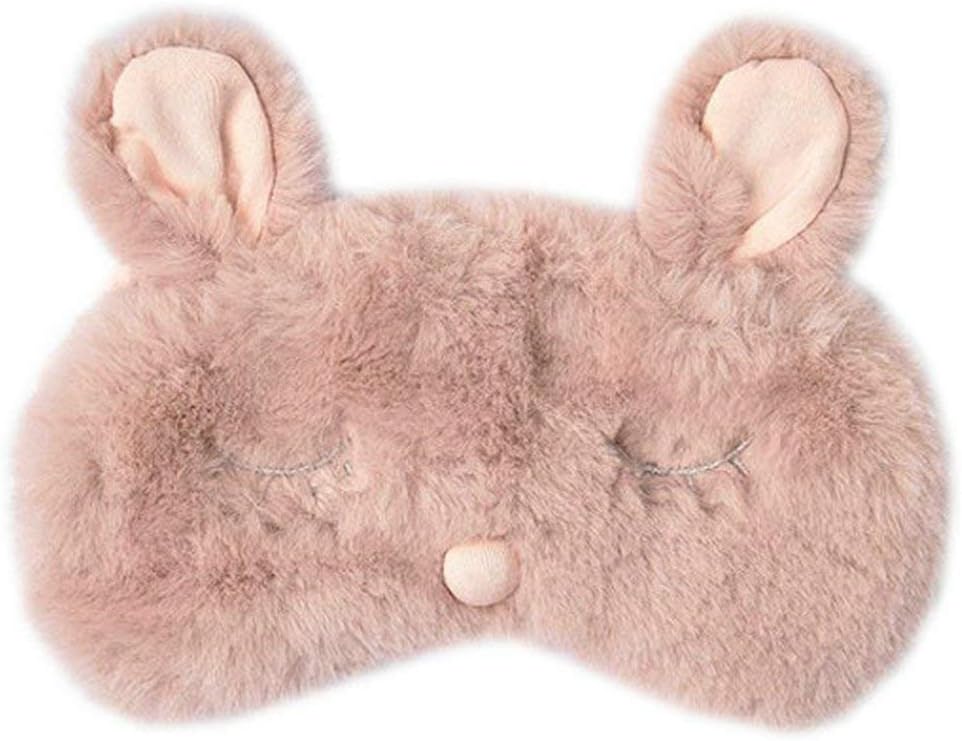 Shinywear Women Plush Rabbit Eye Mask Cute Sleeping Blindfold Eye Cover Fuzzy Bunny Ear Eyeshade for Travel Nap Night Sleeping blinder (Pink Rabbit)