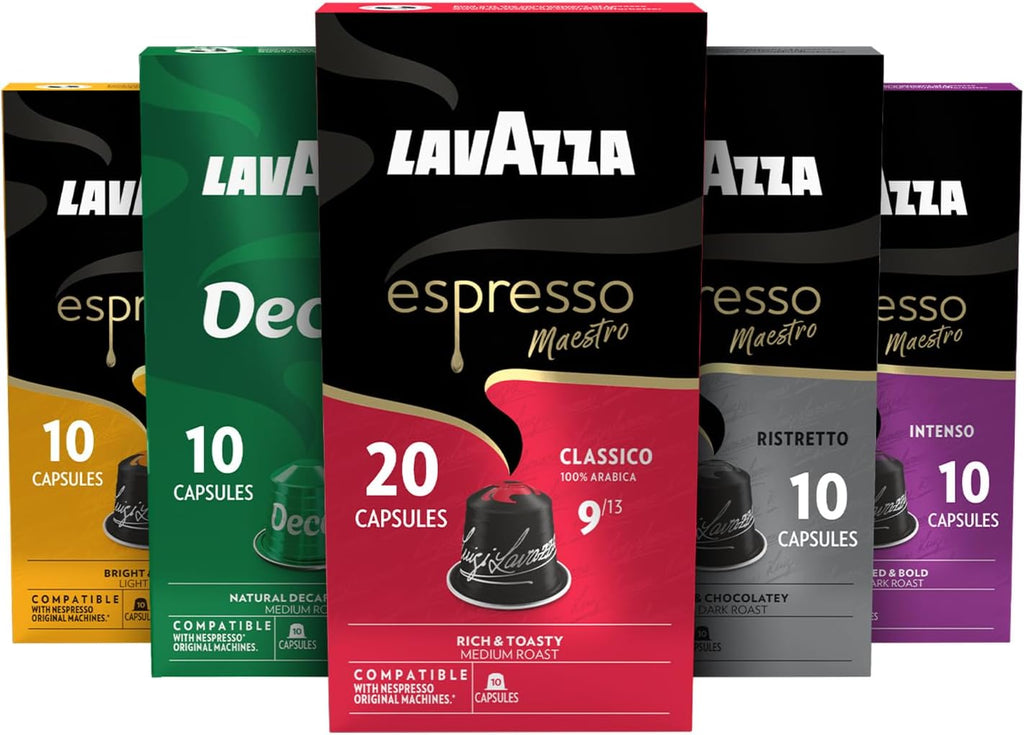 Lavazza Espresso Variety Pack of Aluminum Capsules Compatible with Nespresso* Original Machines, Contains Light, Medium, and Dark Espresso Roast (60 Capsules)