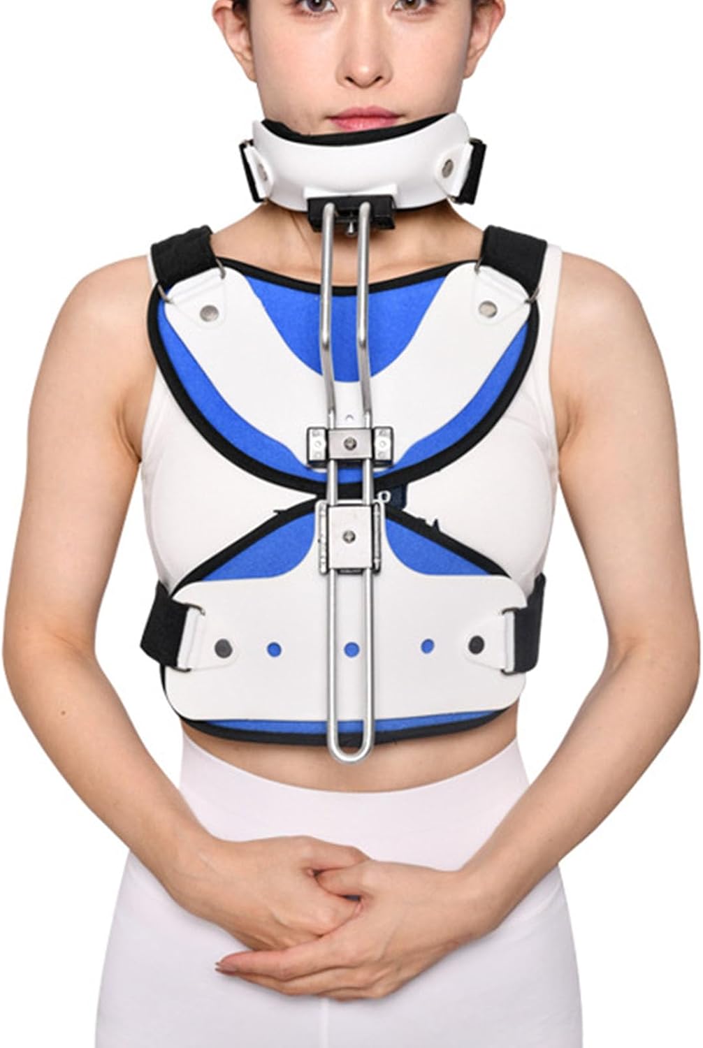 SFKLYU Orthosis Cervical Thoracic Halo Brace Adjustable Head Neck Chest Thoracic Halo Brace, Open Design, Adjustable Size, Support Decompression, Free Disassembly