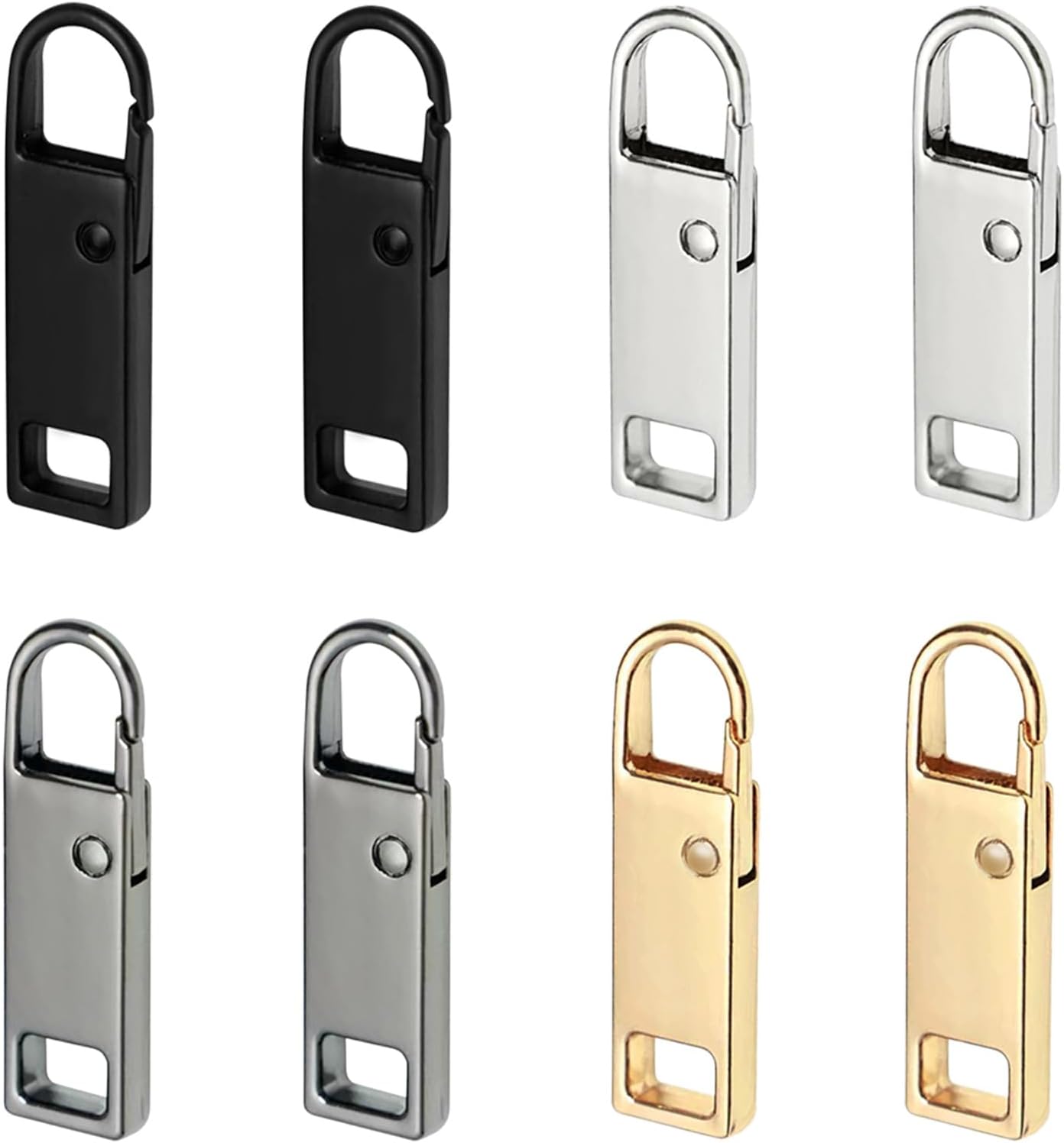 Urmspst Zipper Pull Replacement (Upgraded), 8 Pcs Detachable Zipper Pull Tabs for Luggage Clothing Jackets Backpacks Boots Purse Coat(4 Color Black, Silver, Gold, Brilliant Black)