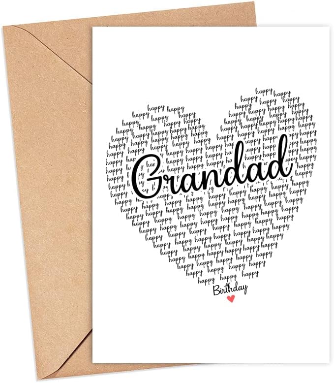Happy Birthday Grandad Card - Cute Happy Birthday - Birthday Greeting Card - Sweet Birthday Card For Grandad - Anniversary-Thank You Card - Heart Happy Birthday Mom - I Love You Grandad Card