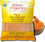 Darsa Organics Split Red Lentils (Masoor Dal) 2 lb |USDA Organic, Non-GMO, Vegan, Kosher| Rich in Protein & Fiber | Great for Soups, Salads & Curries
