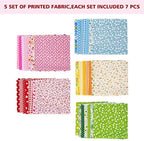 AUEAR, 35 Pack Cotton Print Fabric Bundle Squares 9.8"x9.8" Quilting Sewing Floral Precut Sheets for DIY Scrapbooking Dot Pattern (Bright Colors: Red & Blue Yellow Pink Green)
