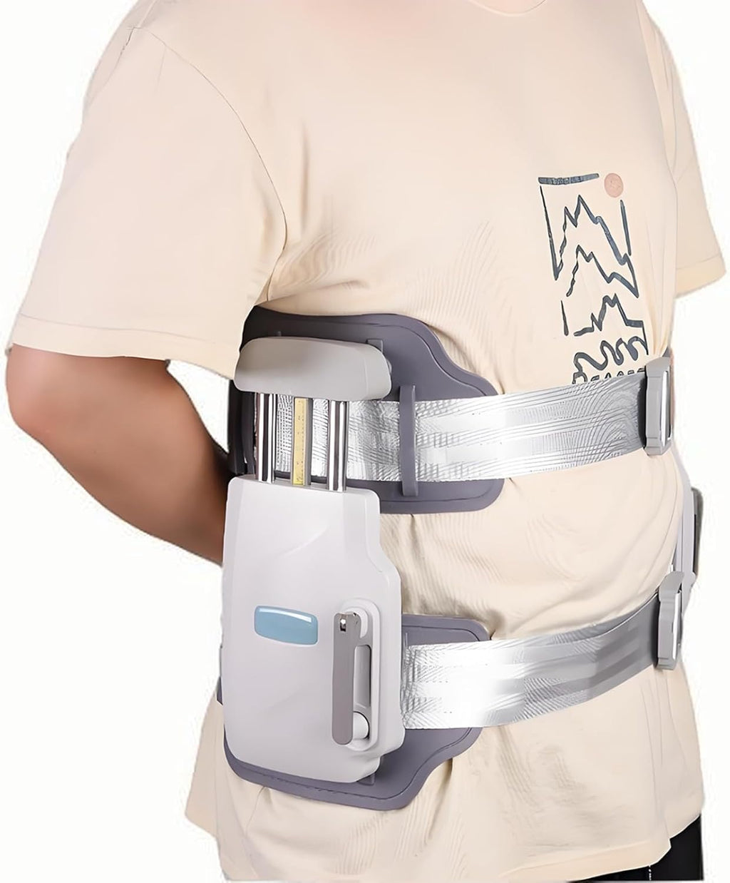 Spinal Decompression Back Stretcher, 450N Max Decompression Belt Adjustable Lumbar Traction Device for Lower Back Pain Relief & Spinal Support, Bilateral and Unilateral Modes