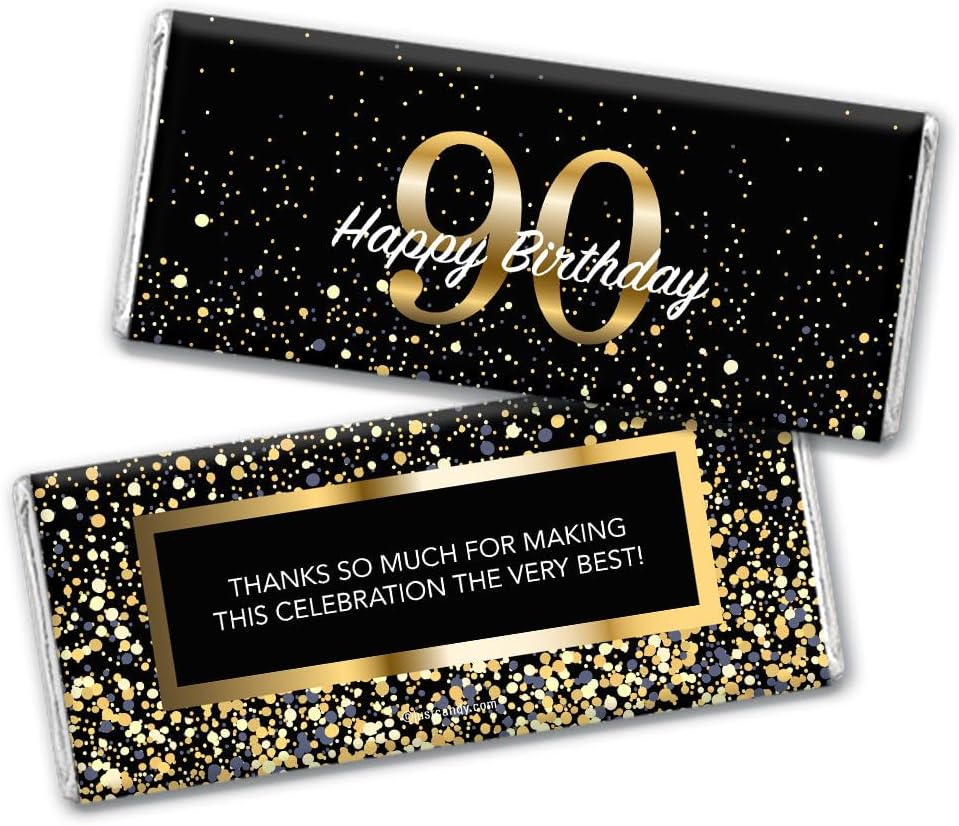 24 Count Milestone 90th Birthday Favors Hershey's Chocolate Bar Wrappers
