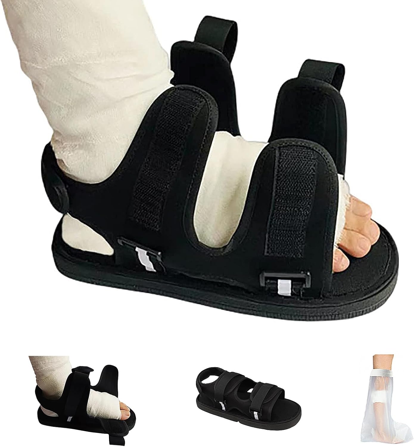 Post Op Shoe for Broken Foot,Adjustable Walking Boots Recovery Cast Shoe Covers,Direct Post Op Recovery Shoe for Stable Ankle Joints,Medical Open-toe Plaster Shoes for Men or Women L