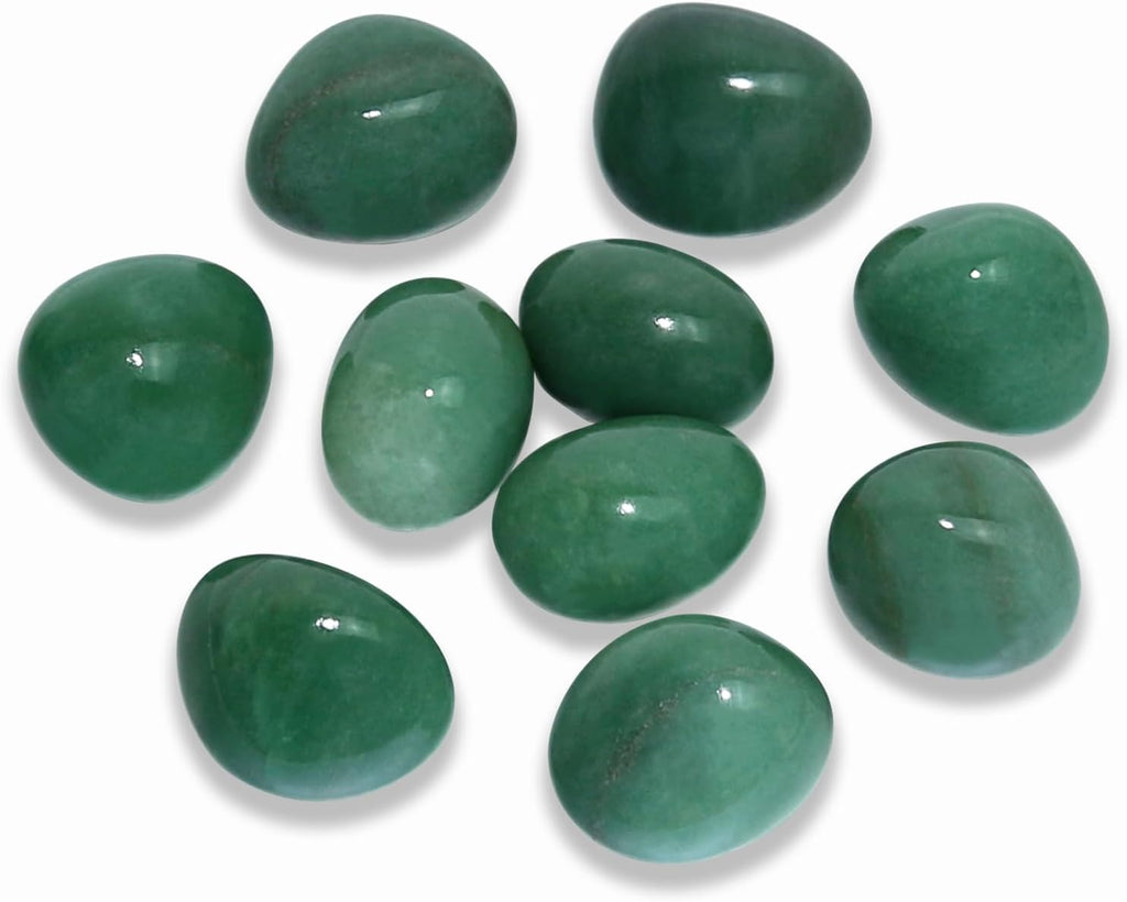 Tumbled Polished Natural Green Aventurine Crystals Stones, Crystals and Healing Stones Quartz Bulk for Wicca, Reiki, Healing Energy, Chakra Stones, Witchcraft Supplies(10Pcs)