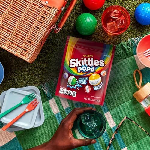 ASSORTIT X Skittles POP’D Freeze Dried Candy, Original Flavors, Crunchy Fruity Candy Snack, Bulk 3 Pack (5.5 Oz Each, Total 16.5 Oz), Resealable Bags