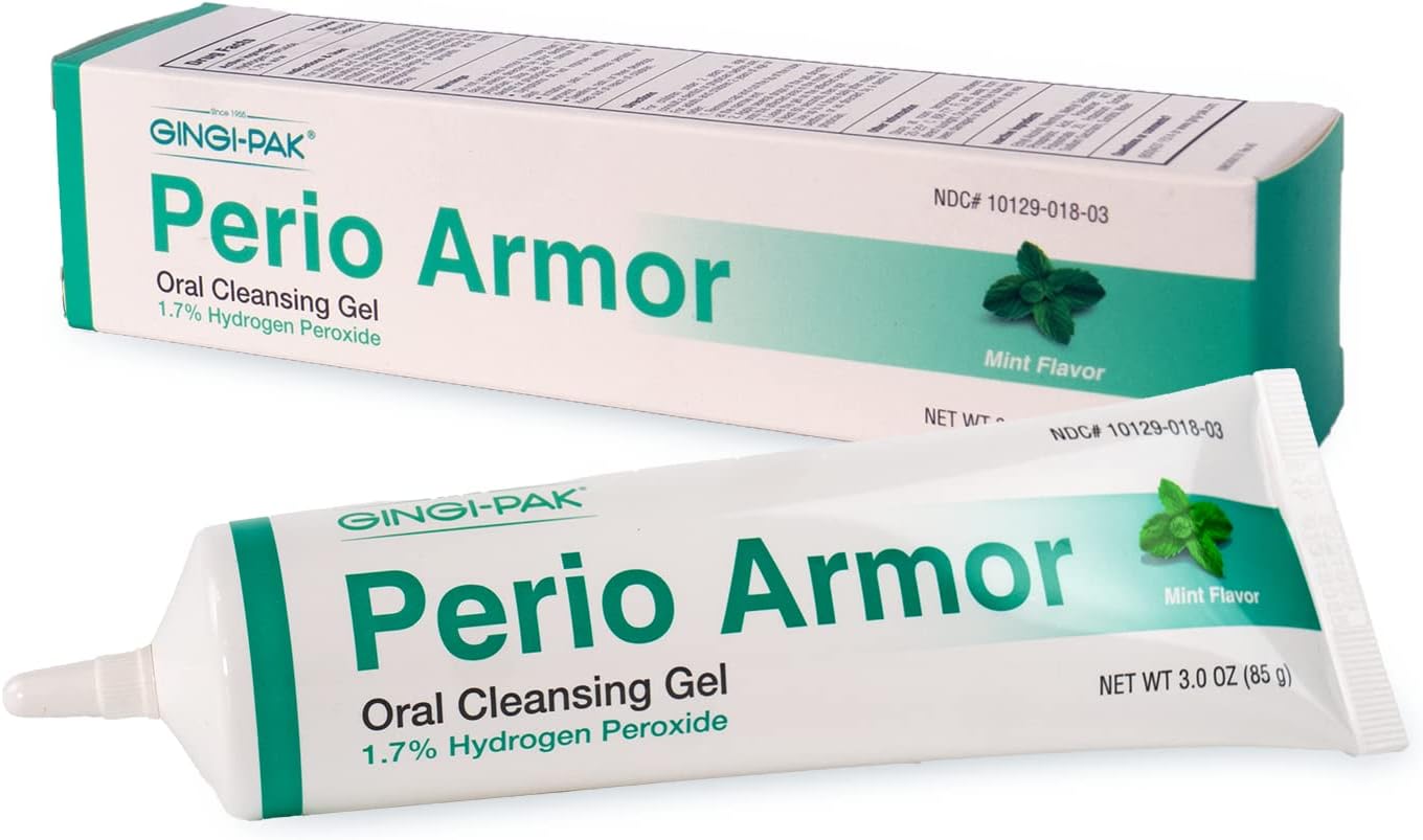Perio Armor 1.7% HP Oral Cleansing Gel for Healthy Gums and A White Smile - Boost Whitening & Freshness with This Non-Invasive Treatment, 3 oz, Mint