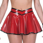 Black and Red Trims Sexy Mini Latex Skirts Short Without Zippers Rubber Bottoms,Red,M