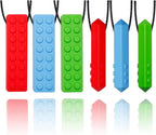 Chew Necklaces for Sensory Kids, 6 Pack Chewy Necklaces for Autism and ADHD, Silicone Pendants Chewies for Baby Teething, Chewing Necklaces for Toddler Boys and Girls