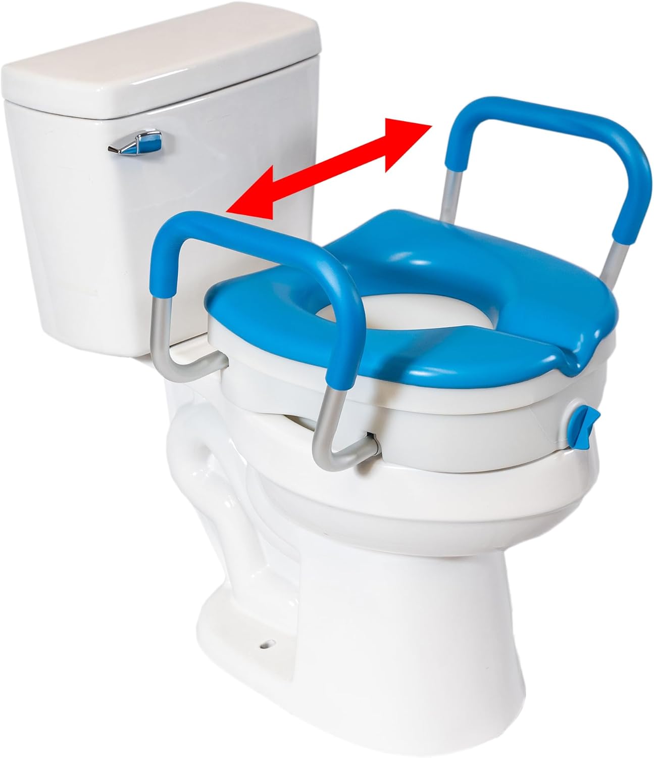 Platinum Health Soft-TOP 2.0 Deluxe Padded Raised Toilet Seat. Soft, Warm. Elevated Riser for Elongated/Round Toilets. Width Adjustable. Adds 5 Inches in Height for Safe Toileting. (with armrests)
