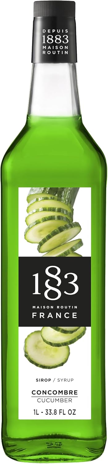 1883 Cucumber Syrup for Drinks, Made in France, 1 Liter Glass Bottle