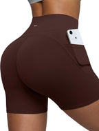 BRXL Biker Shorts Women with Pockets 4.5" Tummy Control High Waisted Workout Yoga Gym Running Spandex Shorts