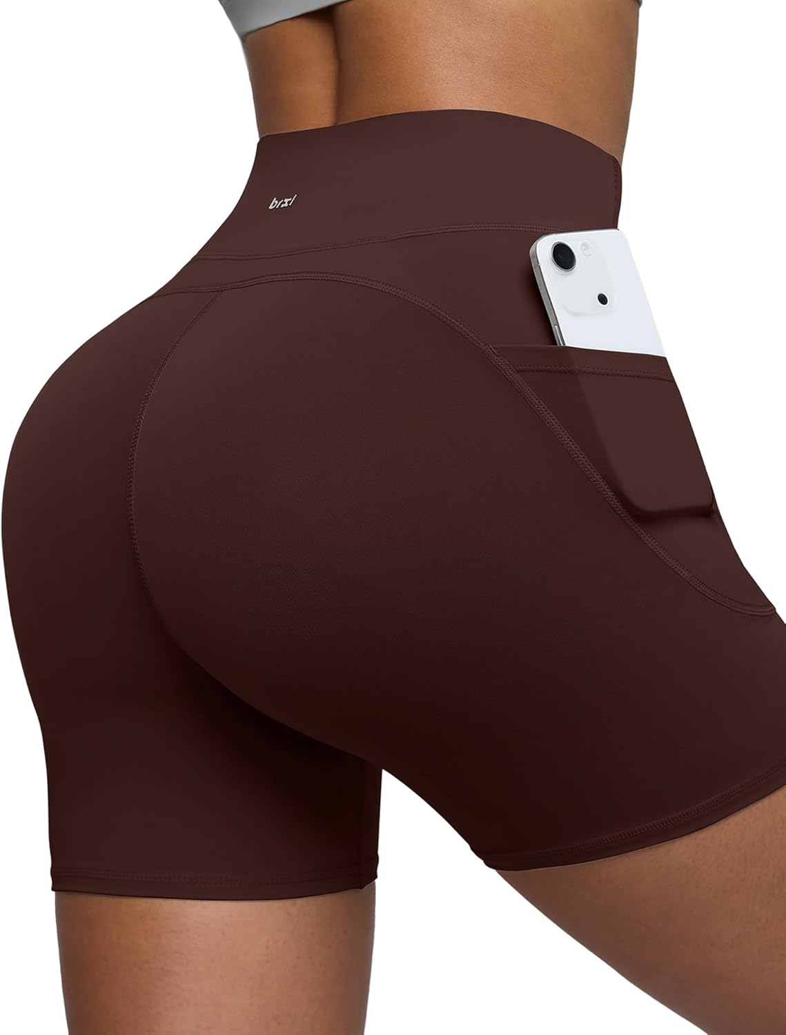 BRXL Biker Shorts Women with Pockets 4.5" Tummy Control High Waisted Workout Yoga Gym Running Spandex Shorts