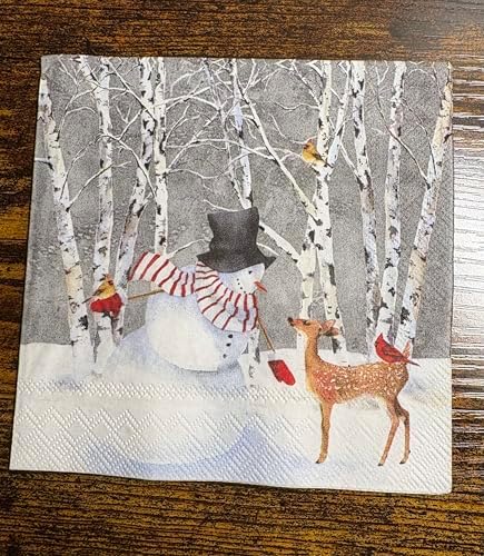 Boston International C840300 IHR Cocktail Beverage Paper Napkins, 5 x 5-Inches, Snowy Fawn Friends