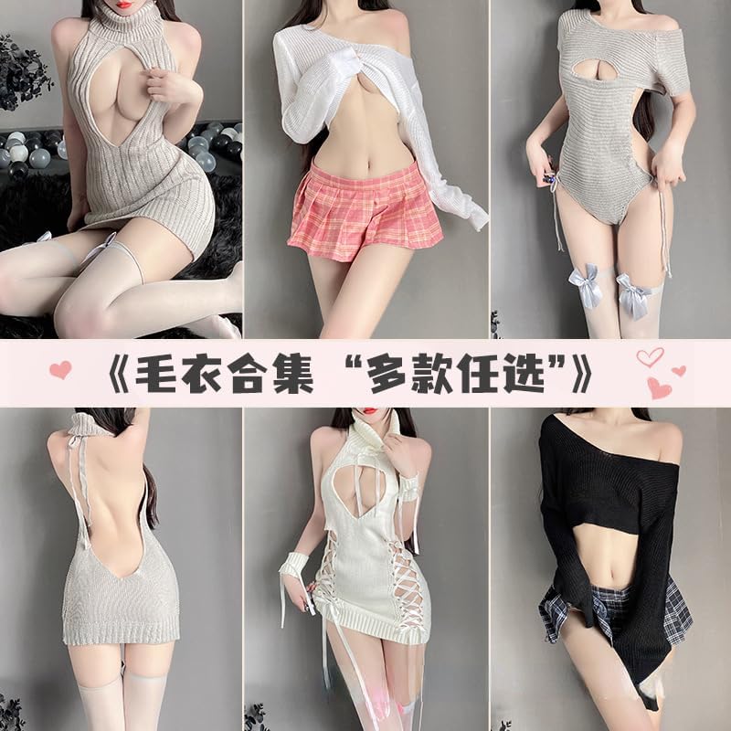 GRAYDREAM Women's Sexy Pajamas Sexy Underwear Women's Passion Backless Desire Uniform Temptation Erotic Sweater Set