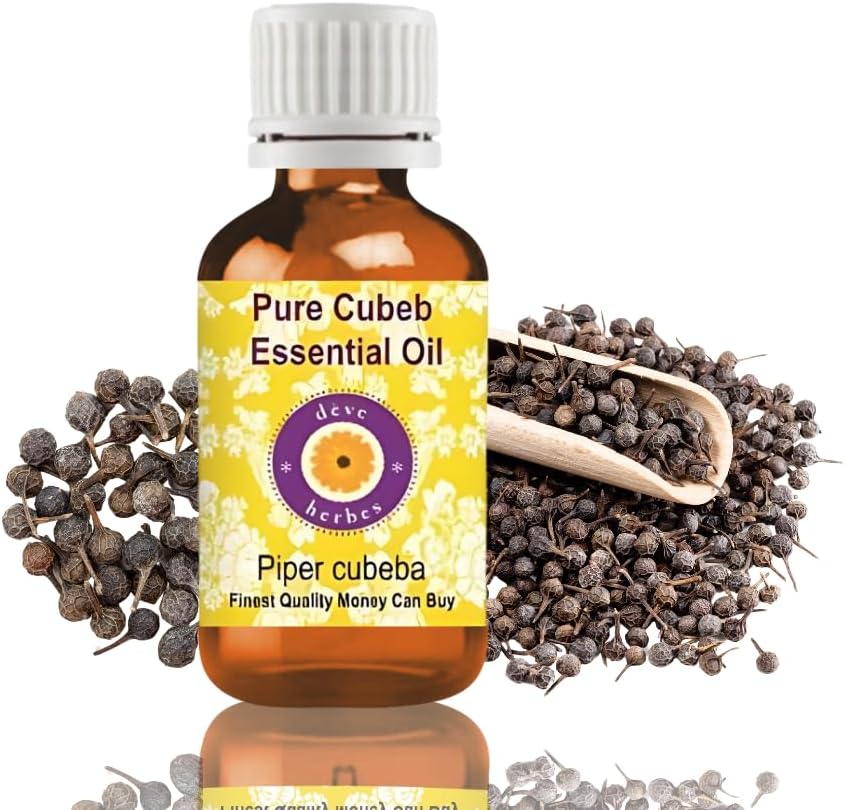 Deve Herbes Pure Cubeb Essential Oil (Piper cubeba) Steam Distilled 10ml (0.33 oz)