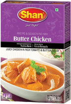 Shan Butter Chicken Recipe and Seasoning Mix 1.76 oz (50g) - Spice Powder for Juicy Chicken in Rich Tomato and Butter Sauce - Suitable for Vegetarians - Airtight Bag in a Box