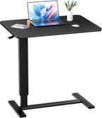 Adjustable Overbed Bedside Table with Wheels(31.2" W), Hospital Bed Table Over The Bed, Mobile Standing Desk Rolling Computer Cart, Laptop Desk with Hidden Casters
