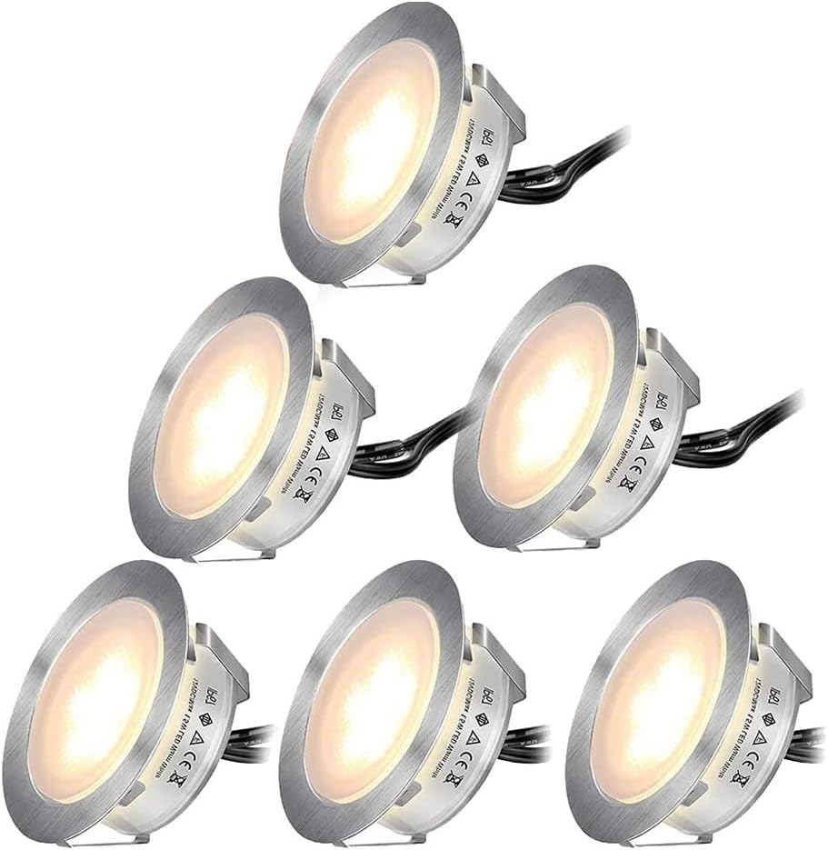 Sits High Temperature Sauna Explosion-Proof Lamps 6Pack LED Decking Lights IP67 Waterproof Plinth Lights Decorative Recessed Deck Light for Sauna Steam Room