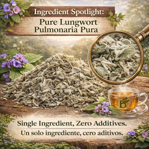 Pulmonaria Herbal Tea – 4 oz (113g) – 100% Natural Lungwort Herb – Wildcrafted Mexican Origin – Vegan, Non-GMO, Gluten-Free – Loose Leaf Herbal Infusion – Te by BexpertsUSA