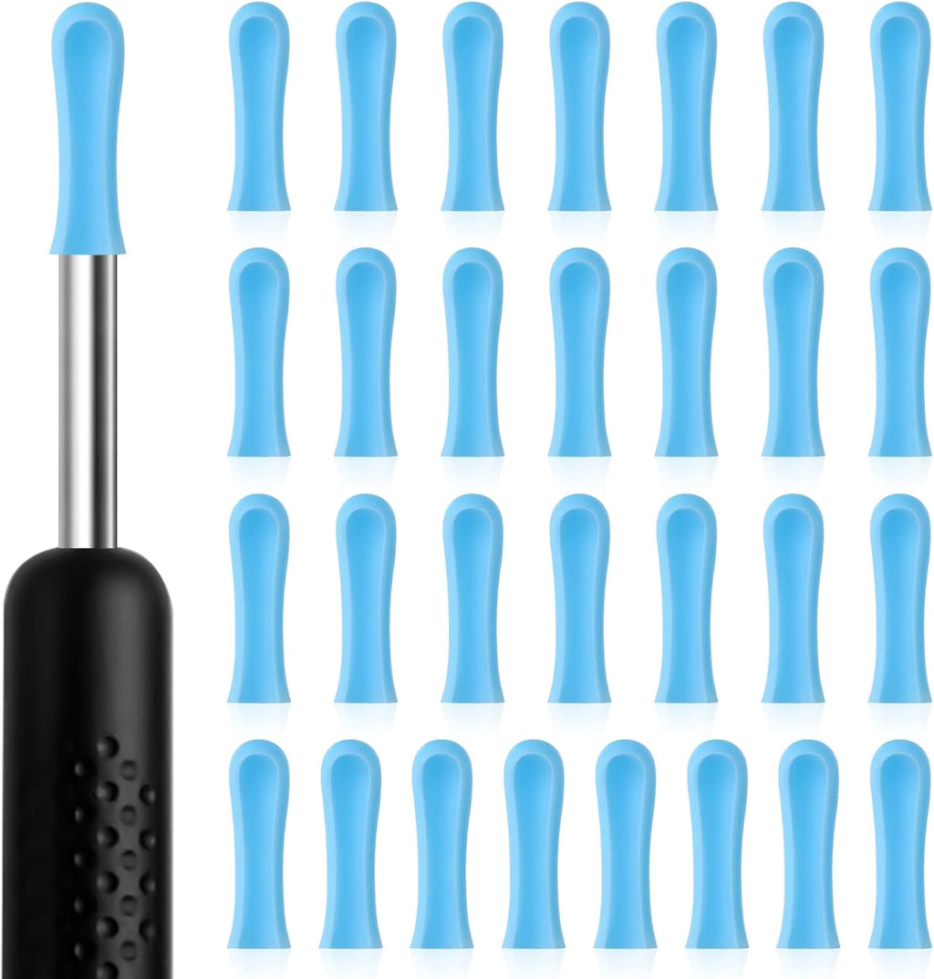 Ear Wax Removal Replacement Tips for Ear Camera 30Pcs Ear Spoon Tips for Wet/Dry Ear Ear Cleaner Tips Wax Cleaning Ear Spoons Tips Silicone Soft Cleaning Reuse Cap for Ear Wax Removal Endoscope