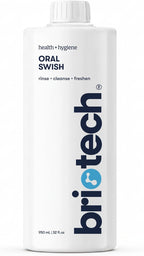 BRIOTECH Oral Swish, Hypochlorous Acid Mouthwash Rinse, Gentle Oral Care Hygiene, Fight Bad Breath, Support Against Plaque, Gum Irritation & Tender Gums, Alcohol & Fluoride Free, 32 fl oz