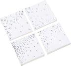 100 Silver Napkins - 4 Assorted Designs l 3-Ply Cocktail Napkins Paper Folded 5 x 5 Inches l Bar Napkins Disposable Party Napkin for Wedding Baby Shower Birthday (Assorted Pink)
