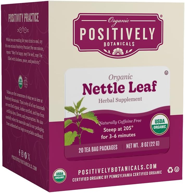 Organic Positively Botanicals Company, Nettle Leaf Herbal Tea Bags, 20 Count