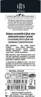 1883 Sugar Free Caramel Syrup for Drinks, Made in France, 1 Liter Plastic Bottle