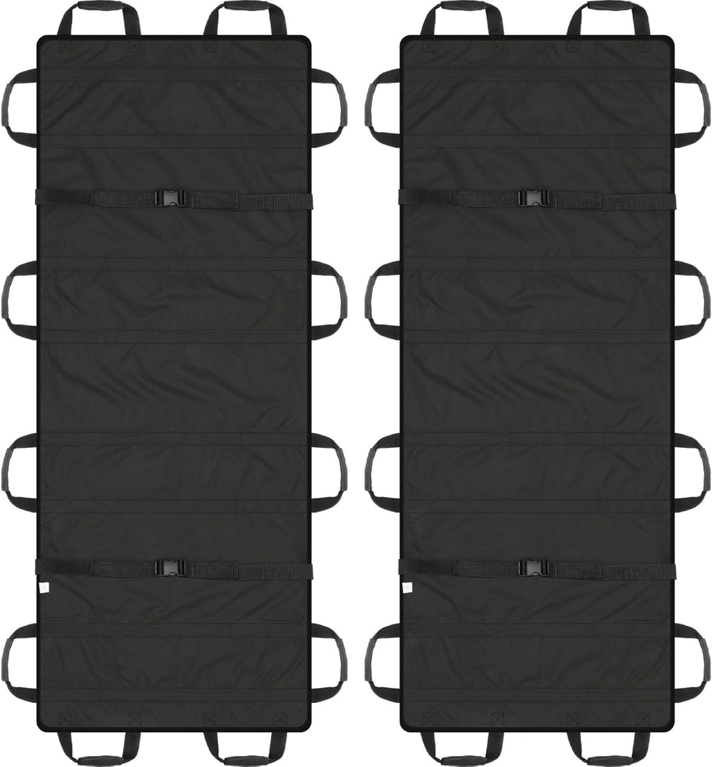 2 Pcs 72" x 27" Portable Transport Stretcher Medical with 12 Rubber Foam Handles Folding for Emergency Lightweight Patient and Animals Transport for Rescue First Aid(Black)