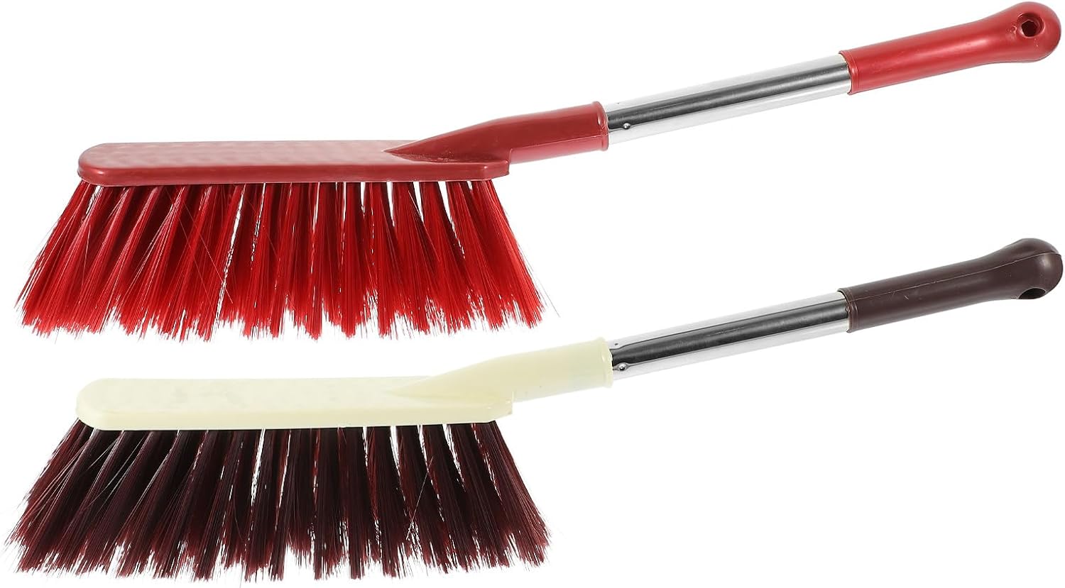 Artibetter 2pcs Dusting Brushes with Stainless Steel Handle, Large Long-Handle Soft Bristle Cleaning Brush Set for Bed, Sofa, and Household Dust Removal – White and Red Multifunctional