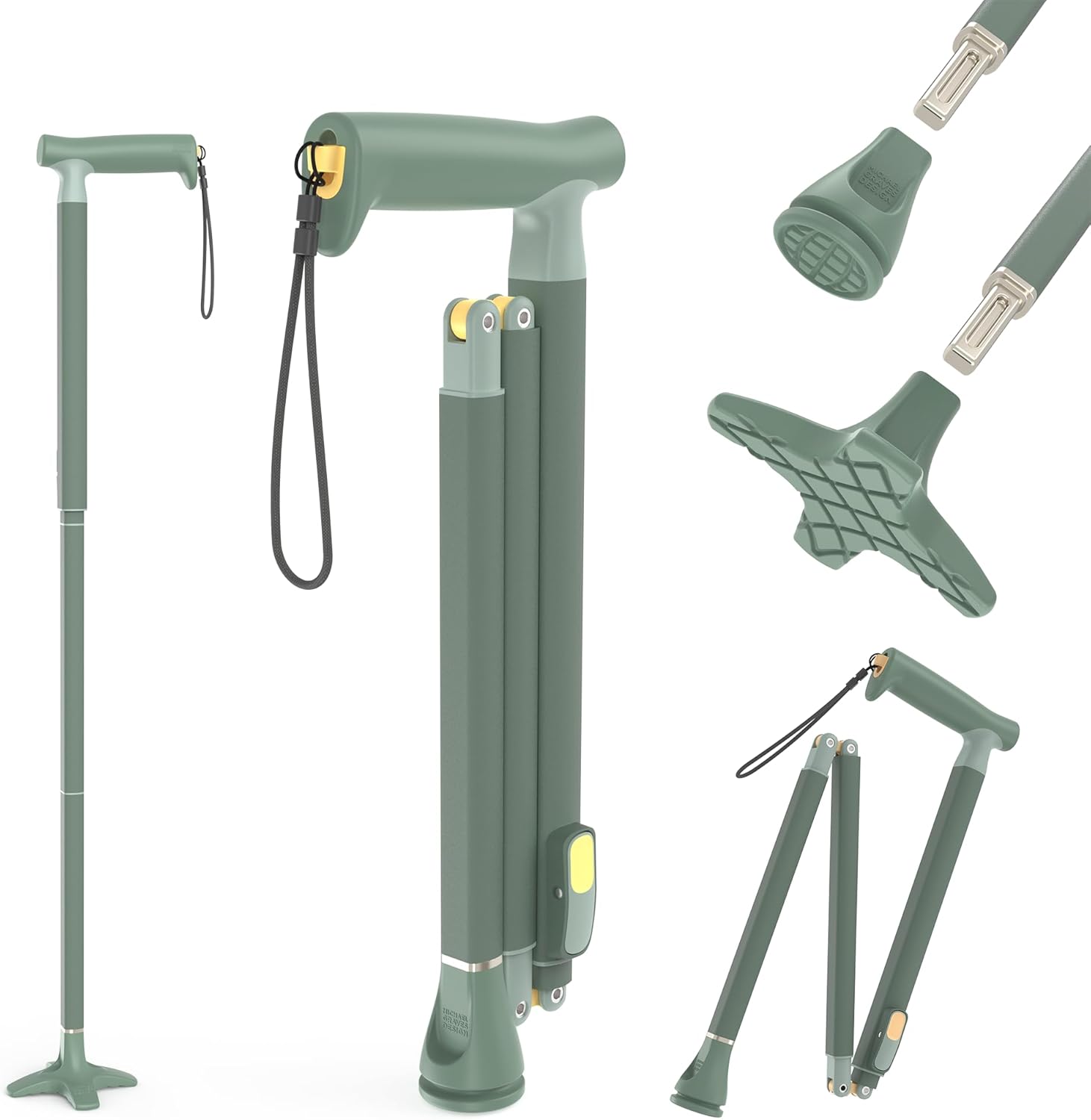 Michael Graves Quick Fold Walking Cane for Men and Women - Foldable Walking Stick for Stability and Style - Collapsible Folding Cane - Walking Sticks for Seniors & Adults