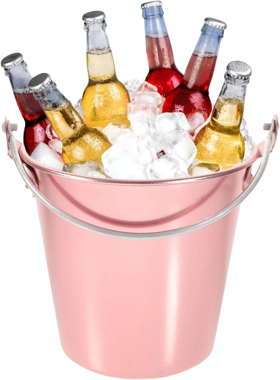 Garneck 100% Pure Copper Ice Bucket with Handle - Elegant Copper Container for Parties - Weddings and Home Bars for Chilling Wine Beer and Ice Stylish Metal Bucket