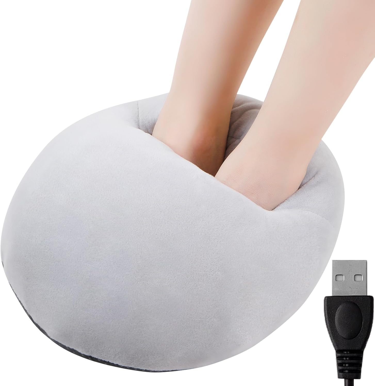 Yanmucy Electric Heated Foot Warmer USB Fast Heating Pad Soft Flannel Anti-Slip Foot Warmer Slippers for Men and Women (Grey)