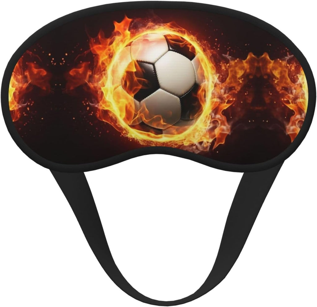 Fire Soccer Ball Eye Mask for Sleeping Soft Satin Sleep Shade Cover Blindfold with Elastic Strap Travel Nap Blackout Eye Shade Cover for Women Men