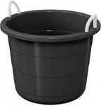 (Black) Flexible 17-Gallon Plastic Storage Tub with Rope Handles, Multi-Purpose Utility Bucket (1)
