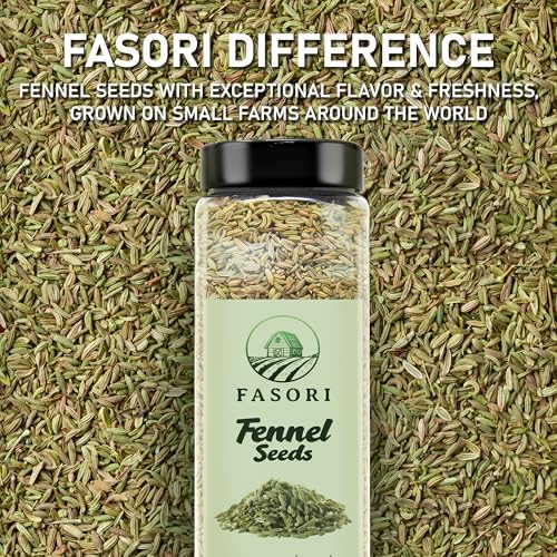 Fasori Fennel Seeds Whole 14 oz (397 g) – Premium Dried Fennel Seed, Aromatic Mediterranean & Indian Spice for Cooking, Tea & Seasoning