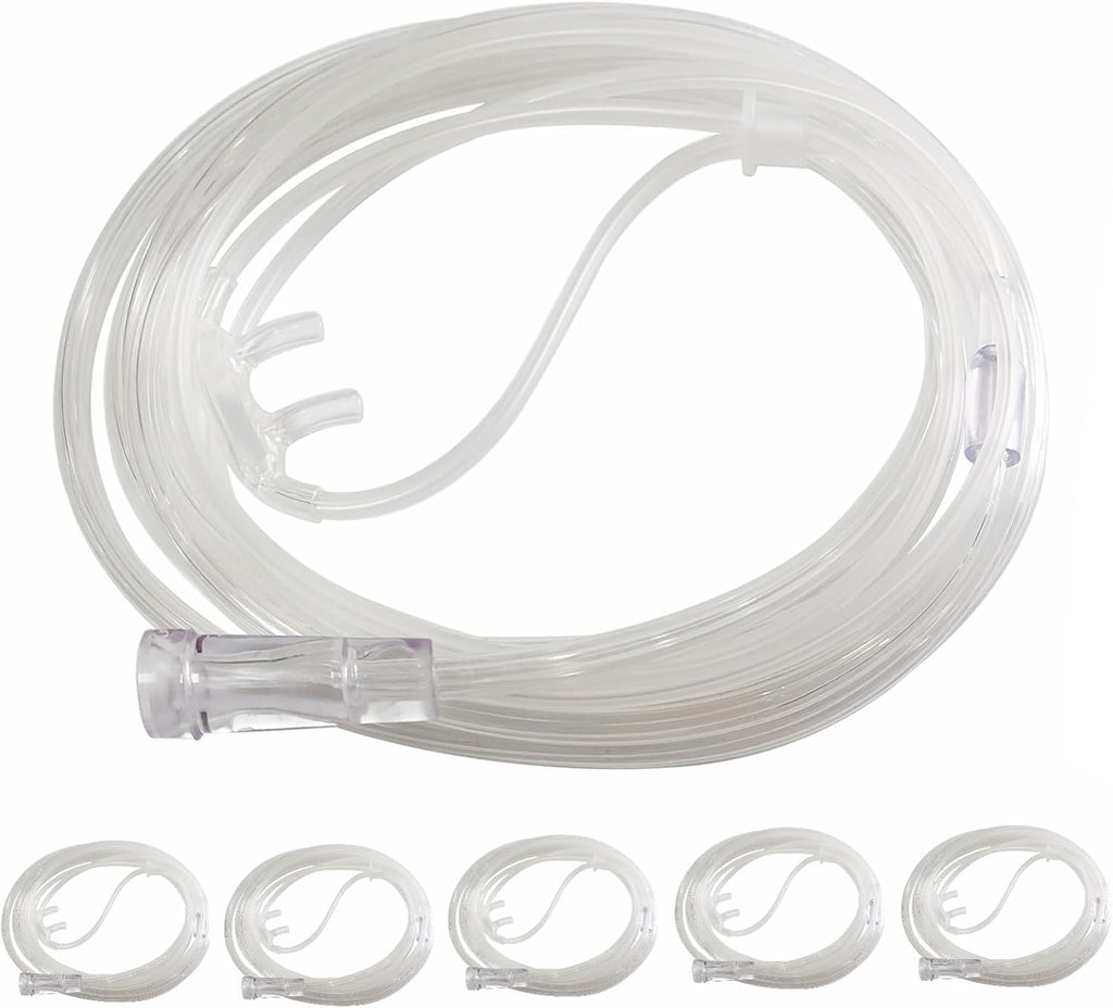 Adult Standard Nasal Cannula, 8.2 ft Cannula Nasal Tubing with Softer Nasal Plug Head for Oxygen, Kink Resistant Nasal Oxygen Cannula for Long-Term Use Patients (5 Pack)