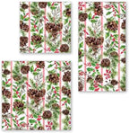 IHR Ideal Home Range Cocktail Napkins Disposable 3-Ply Paper Party Napkin Pack, 5" x 5", Pine Cone Stripe, 20-Count